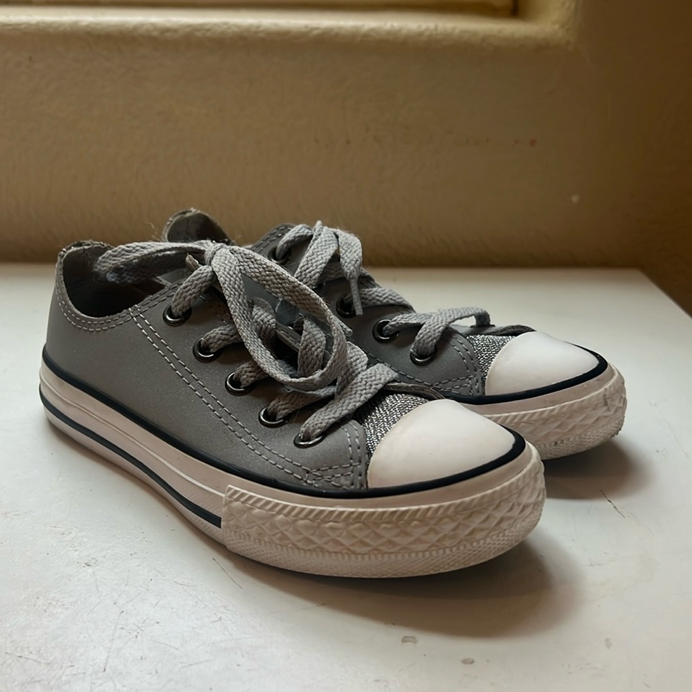 Girls Silver metallic Converse
